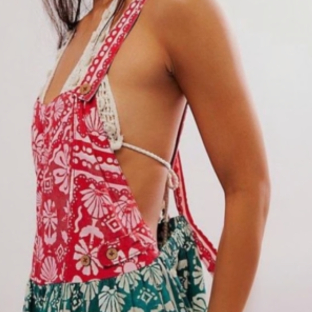 Free People Palm Bay Printed ShortallsRomper